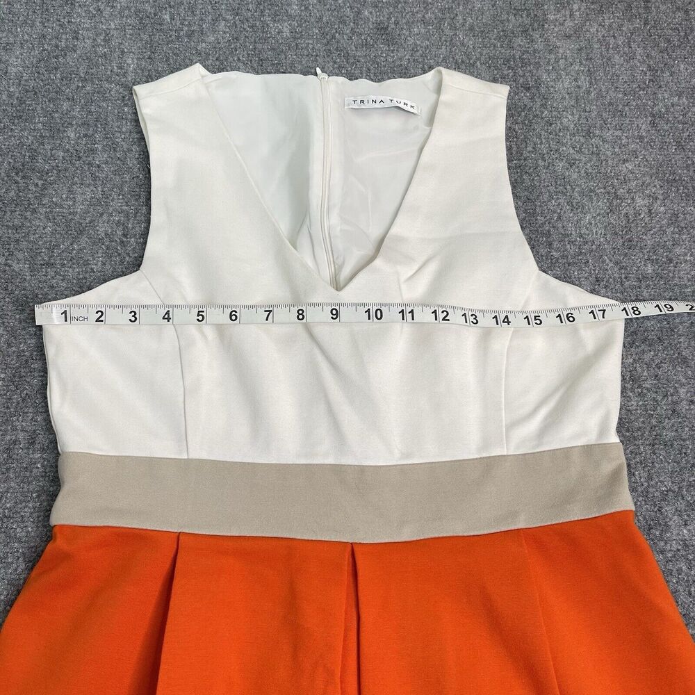 Trina Turk Dress Womens Size 8 Sleeveless V Neck Lined Lace Accent Zip Back Knit - Picture 7 of 12
